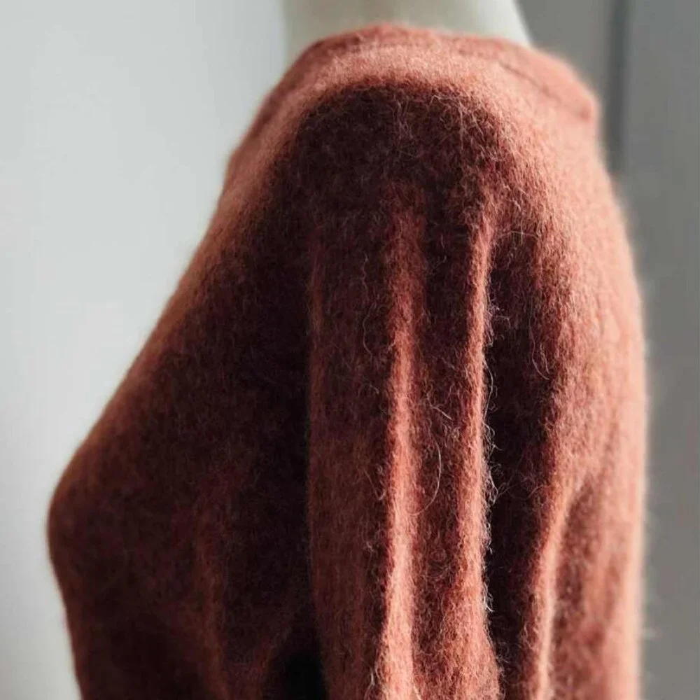 Madewell Rust Brushed Alpaca-Blend Knit Short Boxy Sweater with Soft Halo – US S - Picture 5 of 9